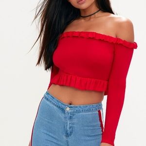 SUPER CUTE RED CROPPED TOP PRETTY LITTLE THING